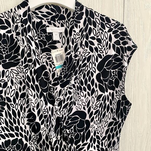 Charter Club Black White Blue Belle Sleeveless Dress Size 0X NWT - Picture 2 of 4